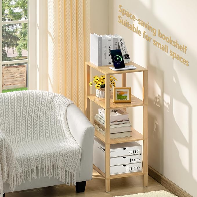 4 Tier Tall Bookshelf with Storage - Image 5