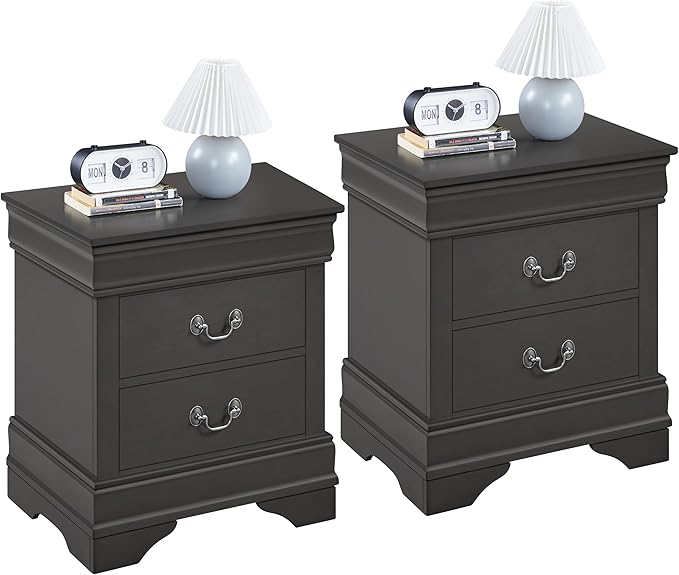 Yaheetech Fully-Assembled Nightstands Set of 2, 2-Drawer Nightstands Large by Yaheetech