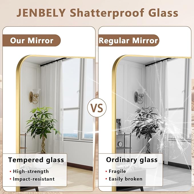 Brushed Gold Mirror, Metal Frame Rectangle Corner Vanity Mirror, Wall Mounted - Image 5