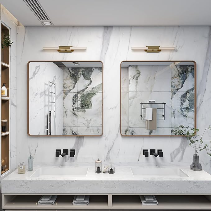 36x36 Square Gold Bathroom Mirror - Image 6