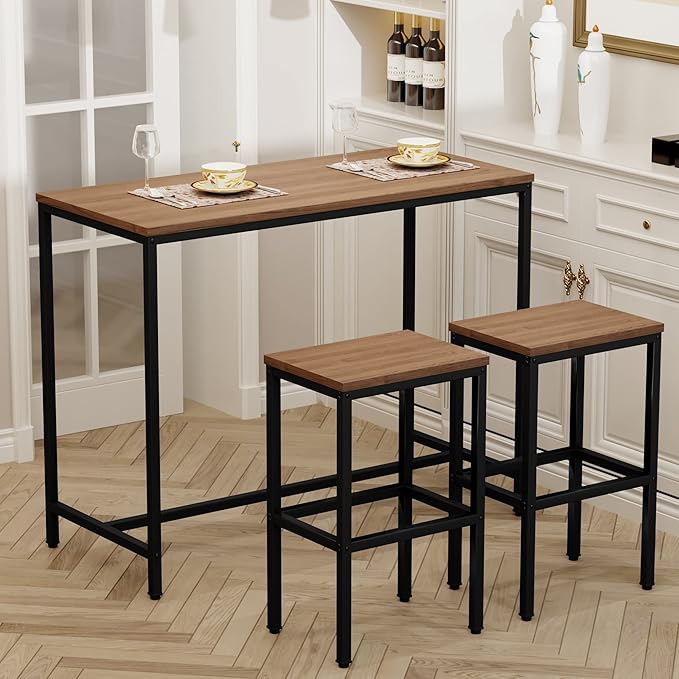 Aklaus Bar Table and Chairs Set 44" Dining Table Set Pub Bar Table - Image 2