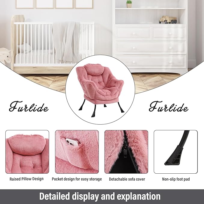 Lazy Chair with Ottoman, Modern Chair with Folding Footrest, Lounge Accent Chair - Image 4