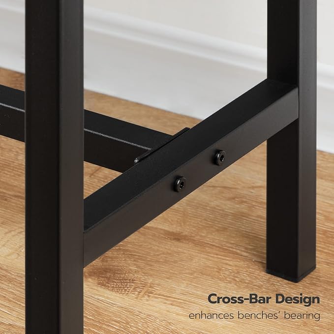 HOOBRO Dining Benches, Pair of 2 Industrial Kitchen Table Benches, Wooden - Image 10