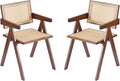 Tiita Rattan Dining Chairs Set of 2, Mid Century Modern Armchairs, Wooden by TiitaHome