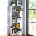 Corner Bookshelf, 68.9" Tall Wooden Corner Bookcase 5 Tiers L-Shaped Storage by GOOFCXO