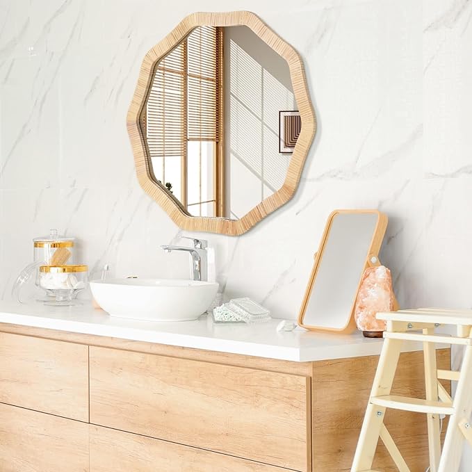 ULIKE Rattan Mirror for Wall, Bathroom 30 Inch Rustic Farmhouse Wall Decor - Image 4