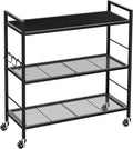 3-Tier Metal Storage Rack with Industrial Wheels, Mesh Shelving Unit with by Unknown