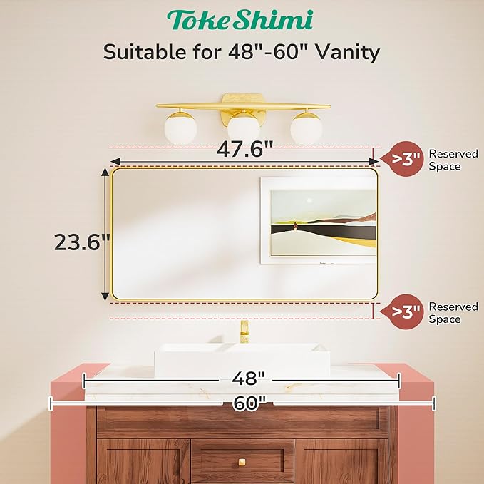 TokeShimi 48x24 Brushed Nickel Bathroom Mirror - Image 2