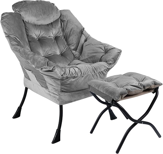 Lazy Chair with Folding Ottoman, Living Room Chairs, Accent Contemporary Lounge - Image 3