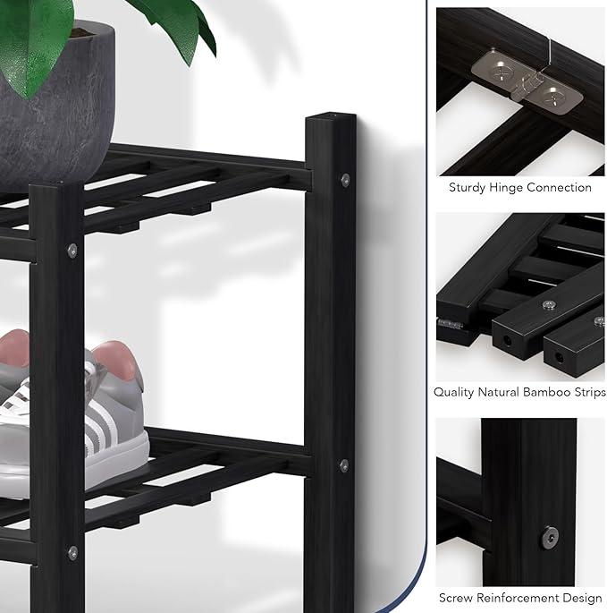 Haddockway 5 Tier Bamboo Shoe Rack Storage Organizer, Small Space 27"x11"x32" - Image 4