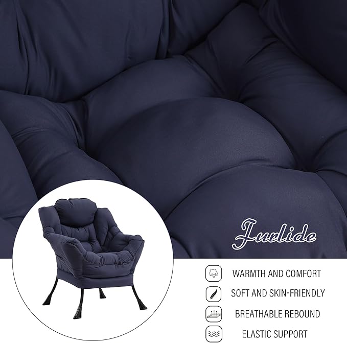 Lazy Chair with Ottoman, Modern Chair with Folding Footrest, Lounge Accent Chair - Image 8