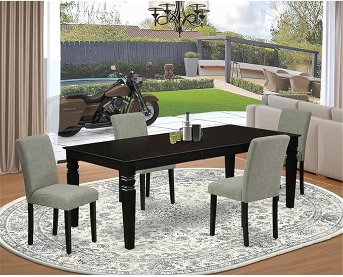 East West Furniture LGAB5-BLK-06 5 Piece Modern Dining Table Set Includes a - Image 2