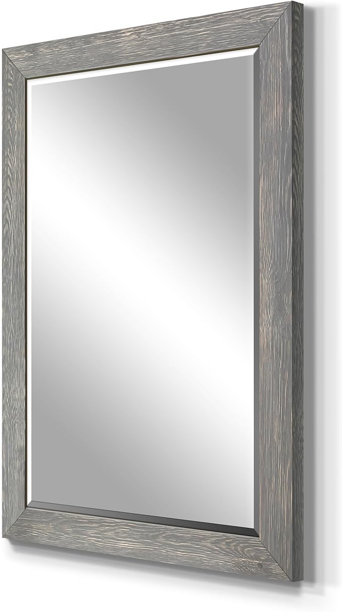 Gray Rustic Mirror Rectangular Barnwood Framed Wall Mirror - Image 5