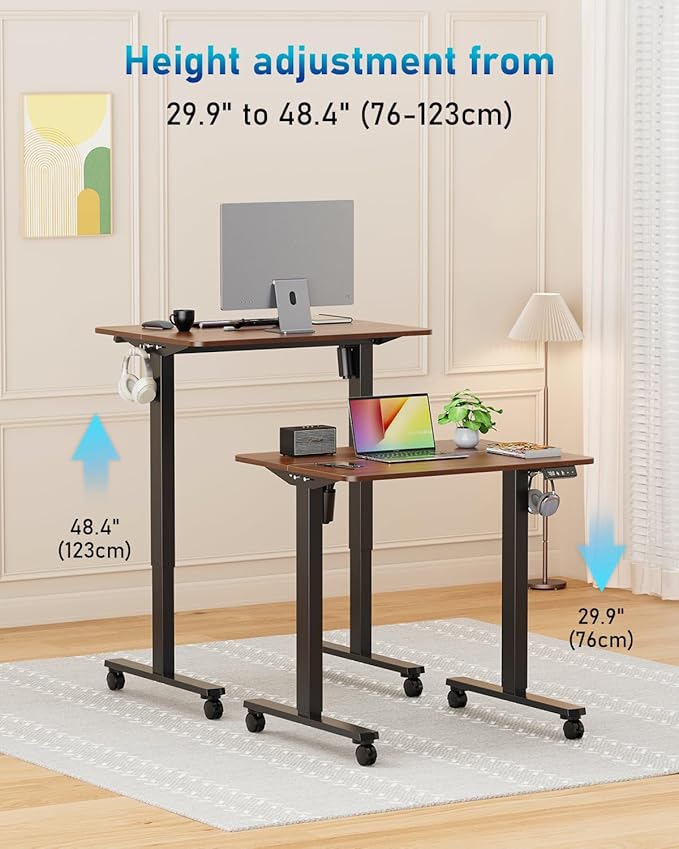 Small Height Adjustable Electric Standing Desk, 31.5" x 23.6" Sit Stand up Desk - Image 5
