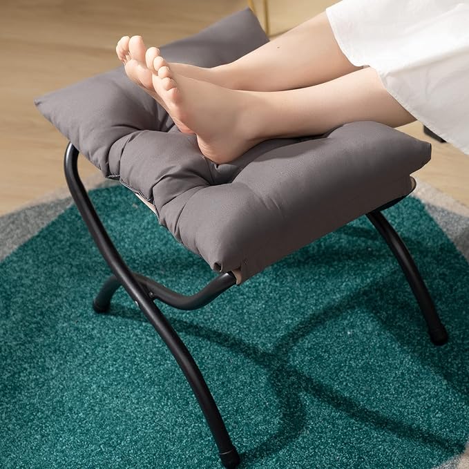 HollyHOME 15" Folding Footrest Stool, Upholstered Small Foldable Ottoman - Image 8