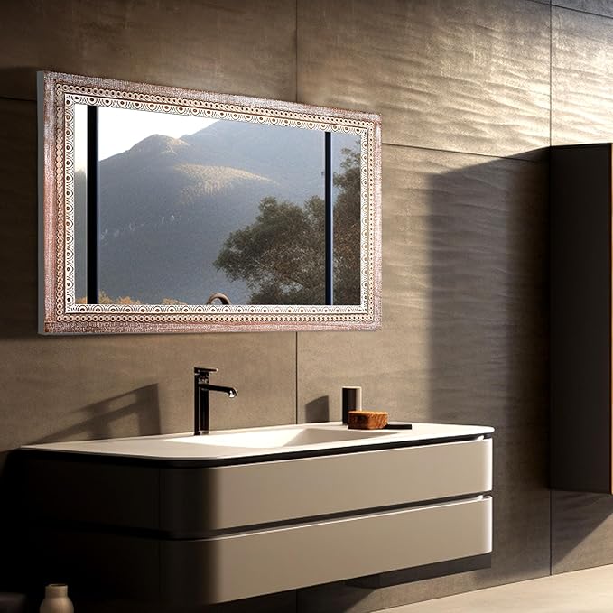 36x24 Inch Wooden Rectangle Bathroom Mirror - Image 2