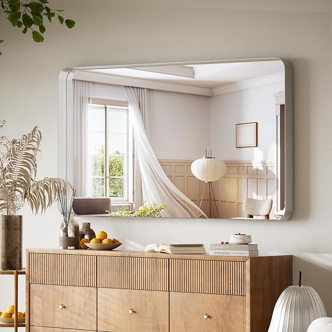 Bathroom Mirror 30x48 inch, Modern Round Corner Bathroom Vanity Mirror - Image 7