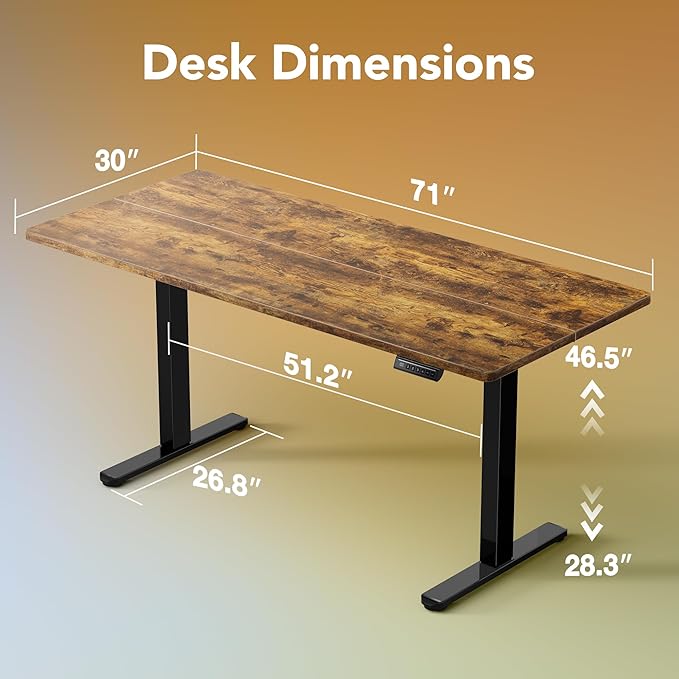 HUANUO 71 x 30 inch Electric Standing Desk Adjustable Height, 4 Memory Height - Image 2