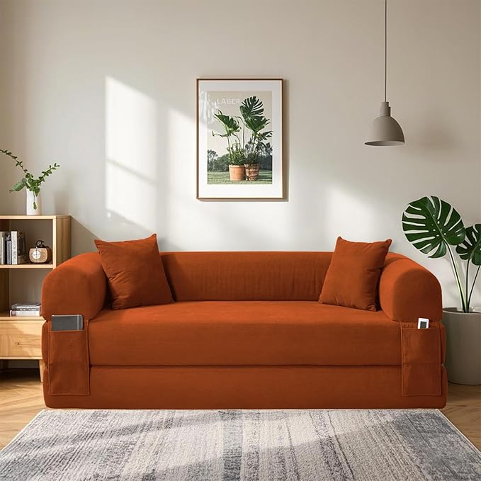 80" Convertible Sofa Bed, 3-in-1 Corduroy Folding Pull Out Couch - Image 8