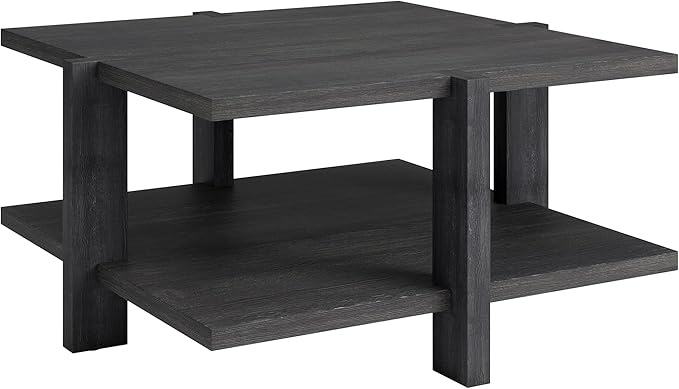 Henn&Hart 35" Wide Square Coffee Table in Charcoal Gray, by HennHart