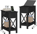 ChooChoo End Table with Charging Station, Narrow Flip Top Side Table with USB by ChooChoo