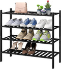 4-Tier Black Bamboo Shoe Rack for Entryway, Stackable | Foldable | Natural by VIEWCARE