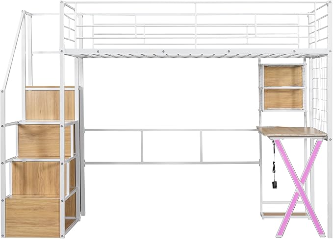 Merax Twin Size Metal Loft Bed - Image 5