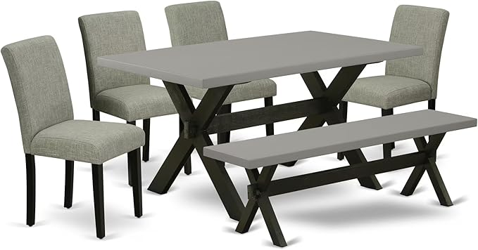 East West Furniture X696AB106-6 6 Piece Dining Room Set Contains a Rectangle by EastWestFurniture
