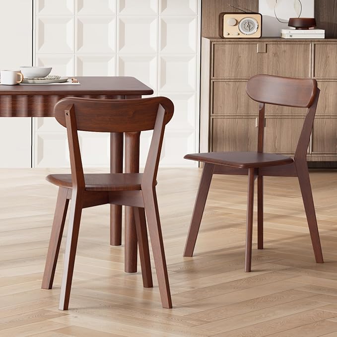 Solid Wood Dining Chairs Set of 2, Mid Century Modern Dining Room Chairs - Image 3