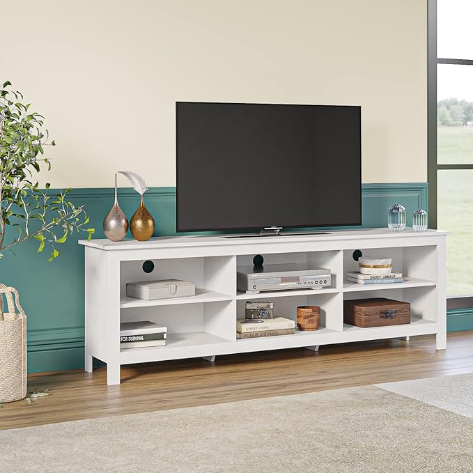 Panana TV Stand with 6 Cubby for 75 inch TV, Television Stands Entertainment - Image 4