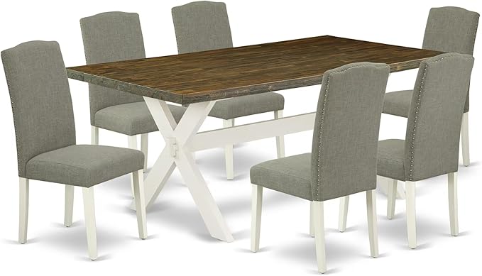 East West Furniture X077EN206-7 7 Piece Modern Dining Table Set Consist of a by EastWestFurniture