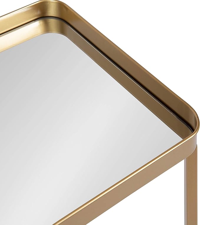 Kate and Laurel Celia Modern Mirrored Tray Side Table, Foldable Rectangular End - Image 7