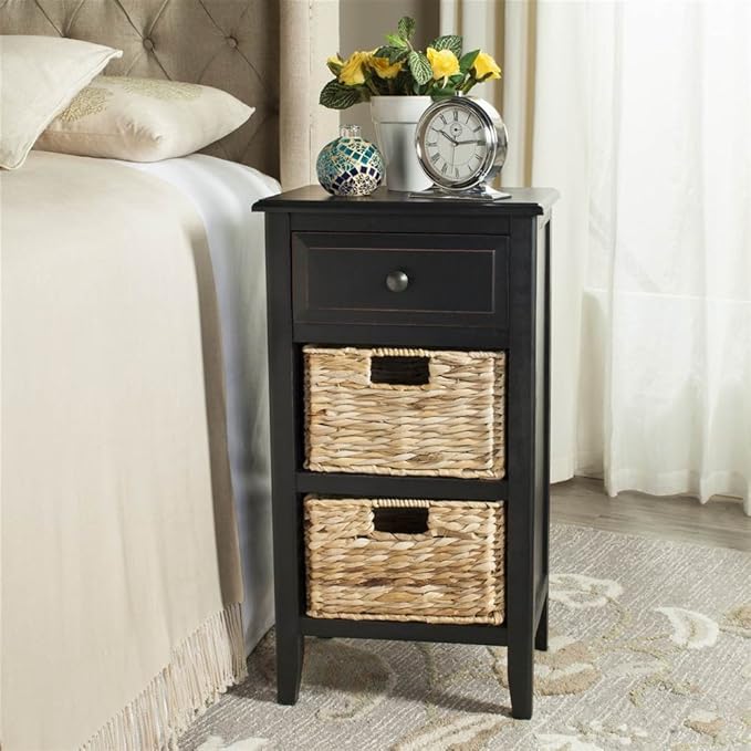 Safavieh Home Collection Everly Drawer Distressed Black 1-Drawer 2 Removable - Image 2