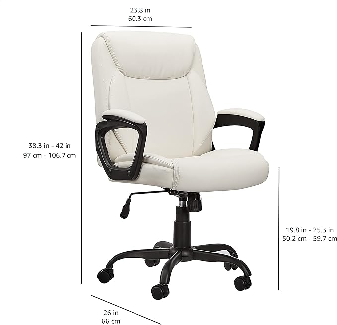 Amazon Basics Classic Puresoft PU Padded Mid-Back Height Adjustable Office - Image 3