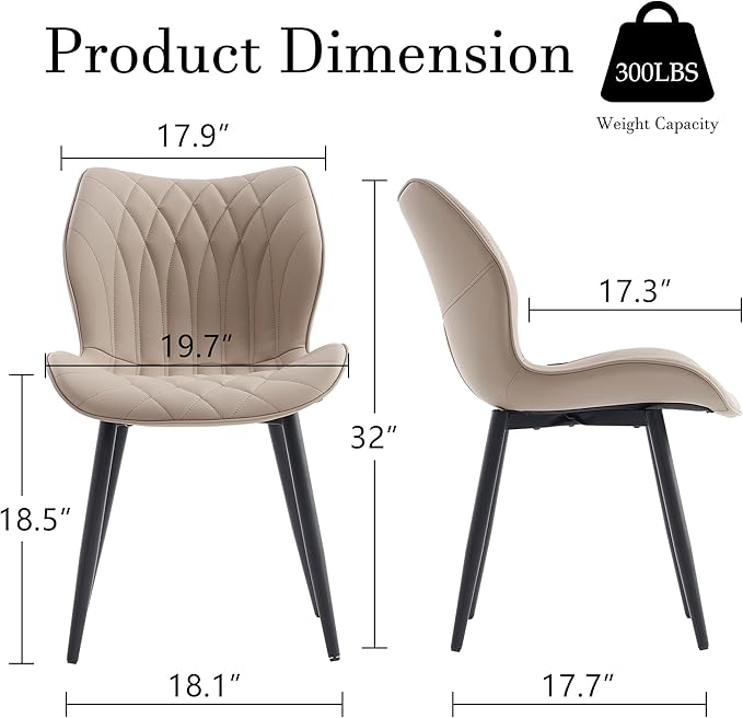 YOUNIKE Dining Chairs Set of 2, Upholstered Leather Kitchen Dining Room Chairs - Image 2