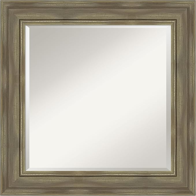 Amanti Art Grey Wall Mirror 26x26 Alexandria Greywash Square Bathroom Mirror by AmantiArt