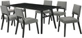 Armen Living Channell Mid Century Modern 7 Piece Black Wood Dining Table Set by ArmenLiving