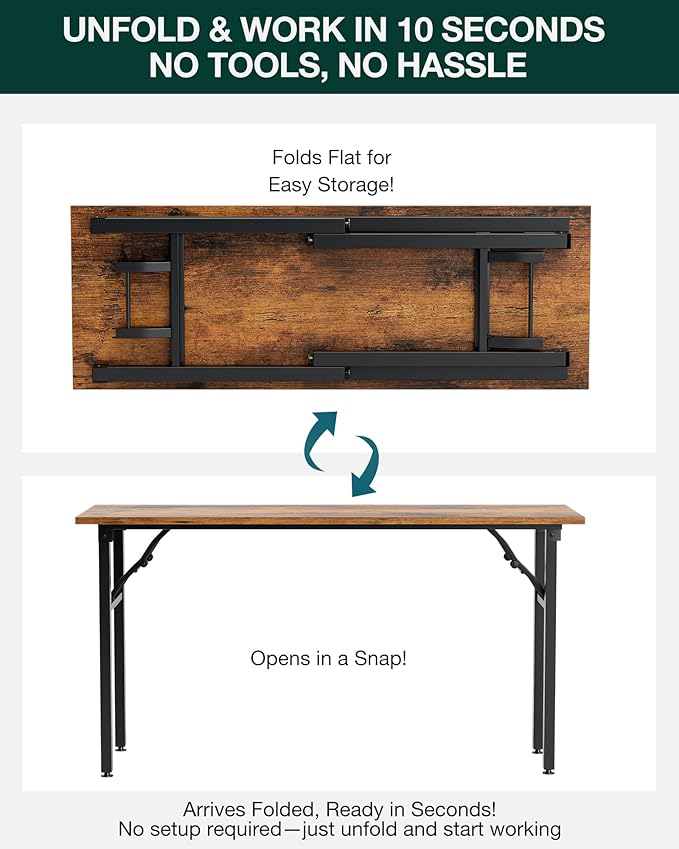 Frylr Small Folding Computer Desk – Portable 55.1 Inch Foldable Laptop Table - Image 3