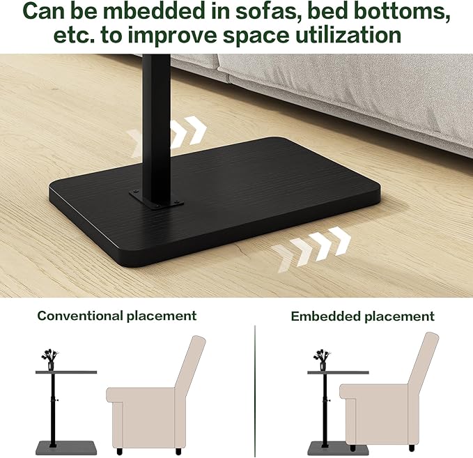 IBUYKE Tray Table for Couch, 360° Swivel Height Adjustable End Table for Small - Image 5