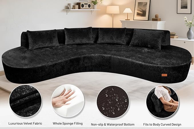 Homguava 130'' Modular Sectional Sofa, Curved Modern Sofa - Image 5