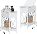 ChooChoo End Table with Charging Station, Narrow Flip Top Side Table with USB by ChooChoo