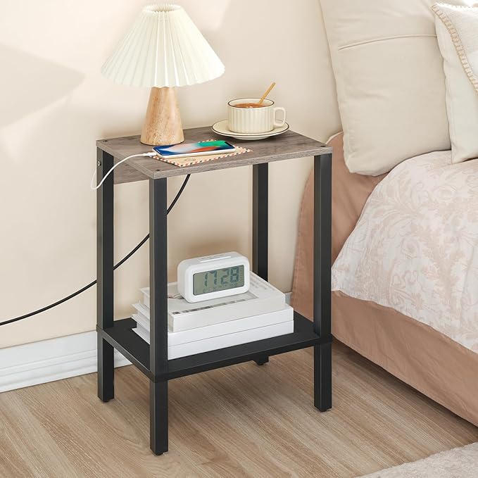 HOOBRO Side Table with Charging Station, End Table with USB Ports and Outlet - Image 6