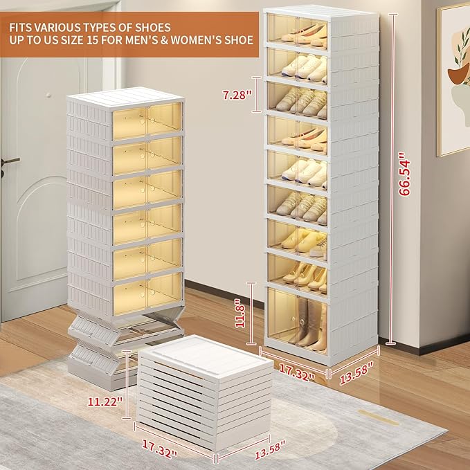 9 Tier Foldable Shoe Rack Organizer - Image 3