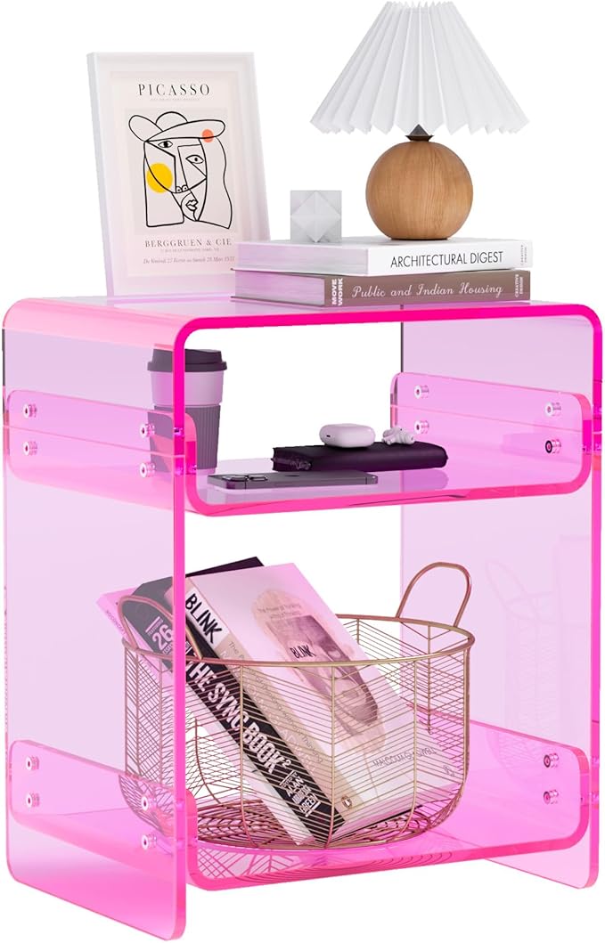 Clear Acrylic 3-Tier End Table/Nightstand – Sleek Bedside Storage - Image 9