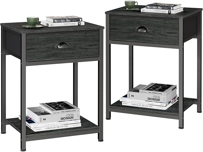 Nightstands Set of 2, Industrial End Table by Furologee