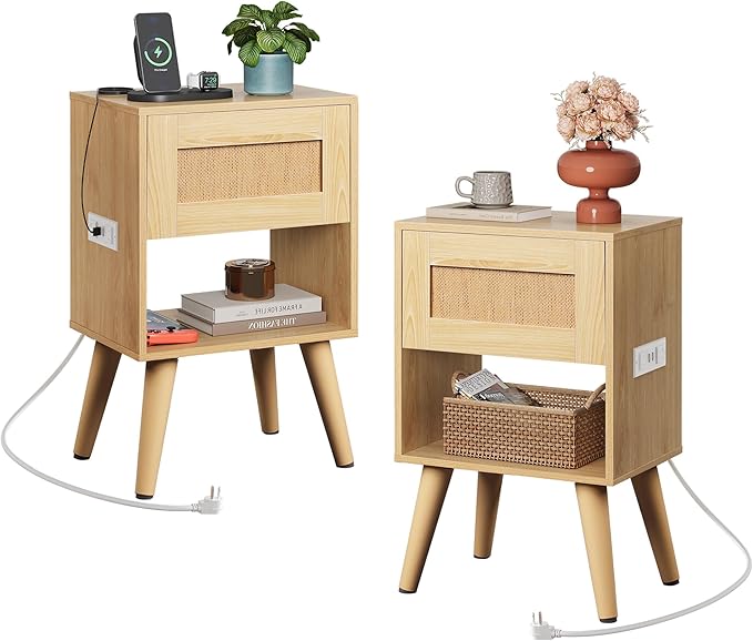 WLIVE Rattan Nightstands Set of 2 by WLIVE