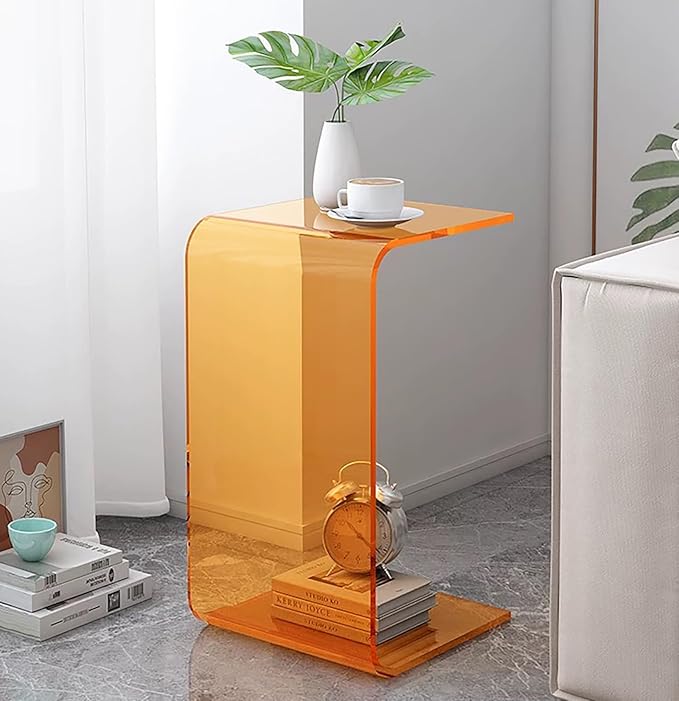 Acrylic End Table, C-Shape Acrylic Side Table Small Simple Clear Side Table - Image 2