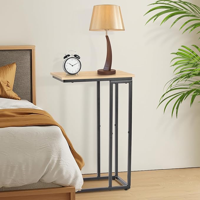 C-Shaped End Table, TV Tray Set of 2, Couch Side Laptop Table, - Image 4