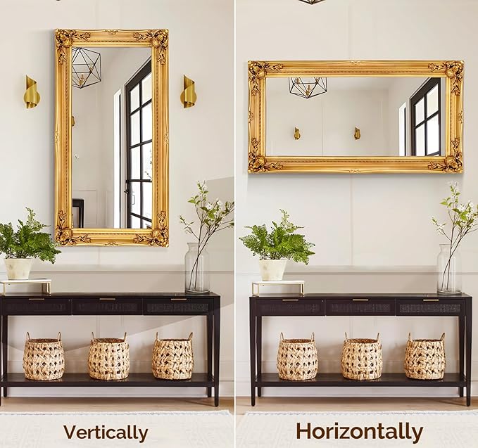 Large Decorative Mirrors for Living Room, 49.6''x25.9''Gold Vintage Dining Room - Image 5