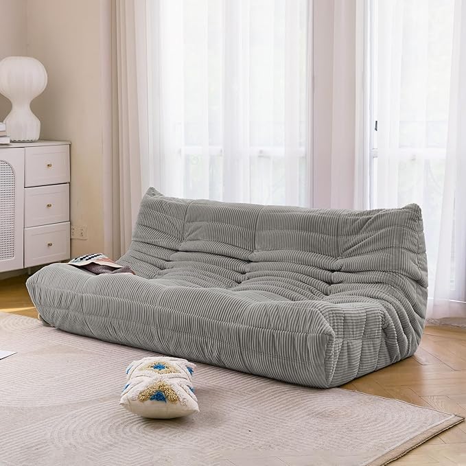 N&V Fireside Three Seater Sofa, Mid Century Armless Twin Size Floor Sofa by NV